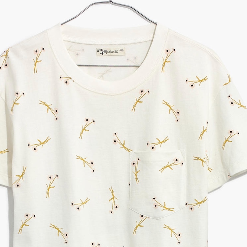 🌾 Madewell Easy Crop Tee in Daisy Sketch